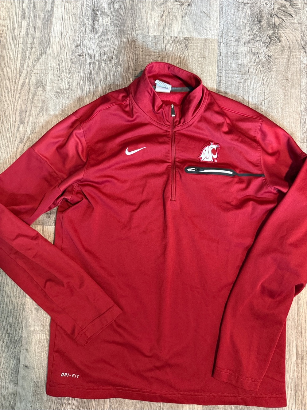 Nike Men’s WSU Crimson Quarter-Zip Dri-FIT Pullover Jacket
